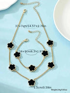 2pcs/set Women's Elegant Fashion Flower Decorated Necklace & Bracelet, Casual Trendy Jewelry Set for Party, Daily Clothing Decor for Girl