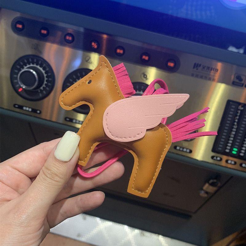 Mini Angel Pegasus Pony Pendant Handmade Stitching Women'S Bag Charm With Cute Tassel Fashion Accessory Birthday Gift
