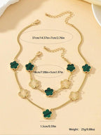 Women's Elegant Fashion Flower Charm Jewelry Set, Pendant Necklace & Bracelet, Casual 2025 New Trendy Matching Fashionable Jewelry Set for Party, Daily Clothing Decor for Girl