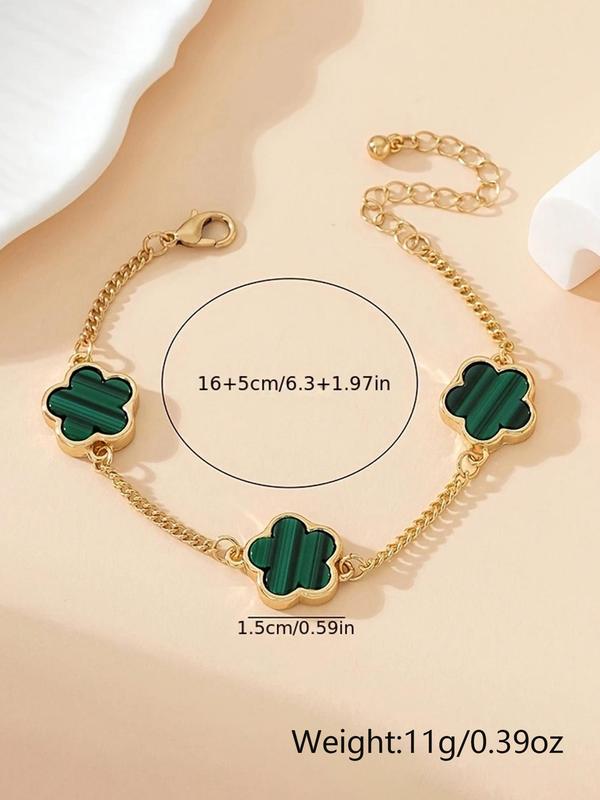 Summer Outfits 2025 Flower Decorated Link Bracelet, Vintage Boho Hand Jewelry for Party, Daily Decor for Girl, Trendy Fashionable Accessories, Trendy All-match & Exquisite Jewelry for Valentine's Day Gift