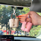 Mini Vegetable Basket Bag Pendant Hanging Accessories High Quality Leather Car Keychain Earphone Bag Pendant with Colorful Strap Today Catch the Moment