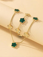 Women's Elegant Fashion Flower Charm Jewelry Set, Pendant Necklace & Bracelet, Casual 2025 New Trendy Matching Fashionable Jewelry Set for Party, Daily Clothing Decor for Girl