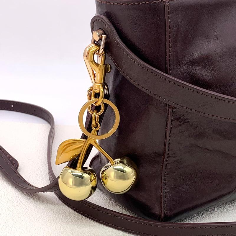Cute Cherry Keychain for Women | Leather Key Ring Bag Charm | Adorable Purse/Car Key Accessory | Sweet Add-On for Your Essentials