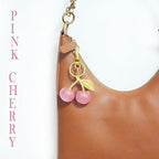 Cute Cherry Keychain for Women | Leather Key Ring Bag Charm | Adorable Purse/Car Key Accessory | Sweet Add-On for Your Essentials